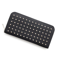 将图像加载到图库查看器中，SAINT LAURENT PARIS Studded Zip Around Long Wallet Black368953 Leather
