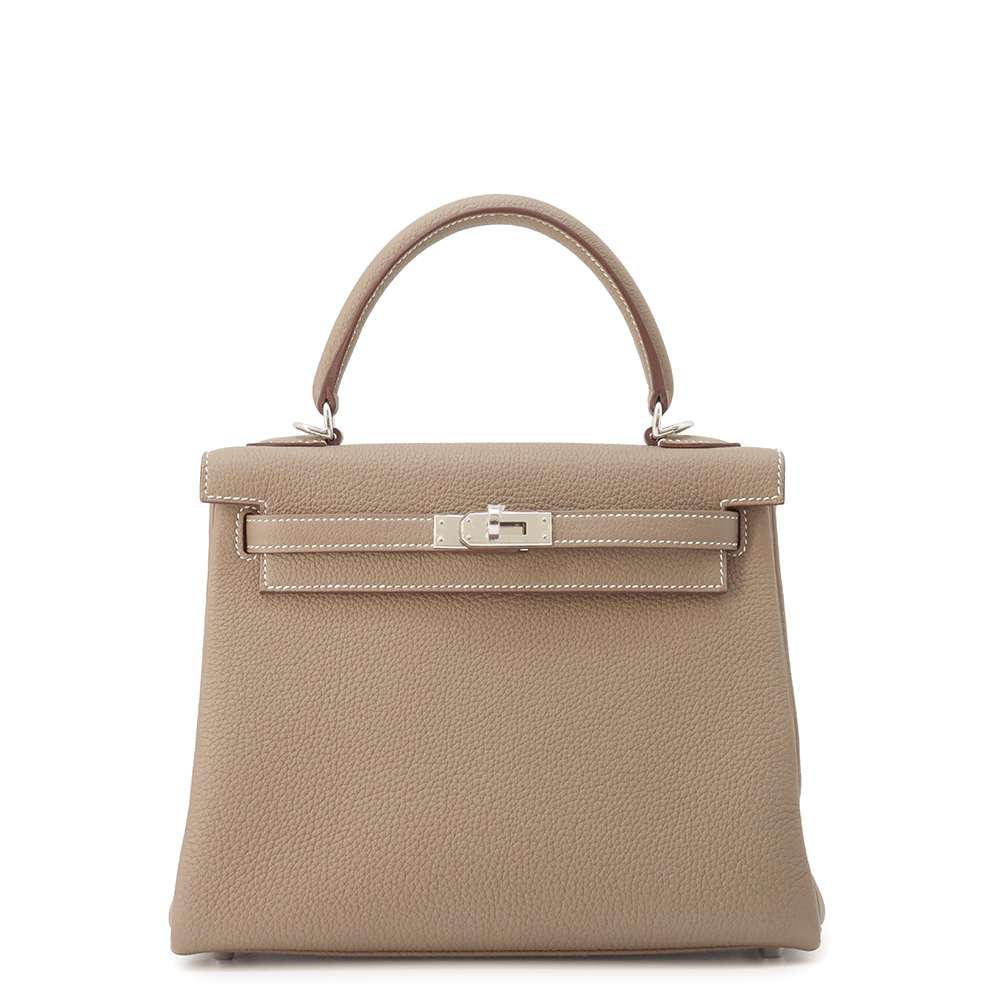 HERMES Kelly Retourne Etoupe Togo Leather Size 25