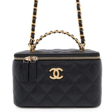 Load image into Gallery viewer, CHANEL Chain logo handle vanity bag Black Caviar Leather
