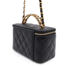 Load image into Gallery viewer, CHANEL Chain logo handle vanity bag Black Caviar Leather
