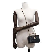 Load image into Gallery viewer, CHANEL Chain logo handle vanity bag Black Caviar Leather
