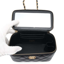 Load image into Gallery viewer, CHANEL Chain logo handle vanity bag Black Caviar Leather
