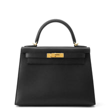 将图像加载到图库查看器中，HERMES Kelly Sellier Black Epsom Size 28
