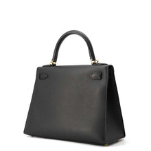 将图像加载到图库查看器中，HERMES Kelly Sellier Black Epsom Size 28
