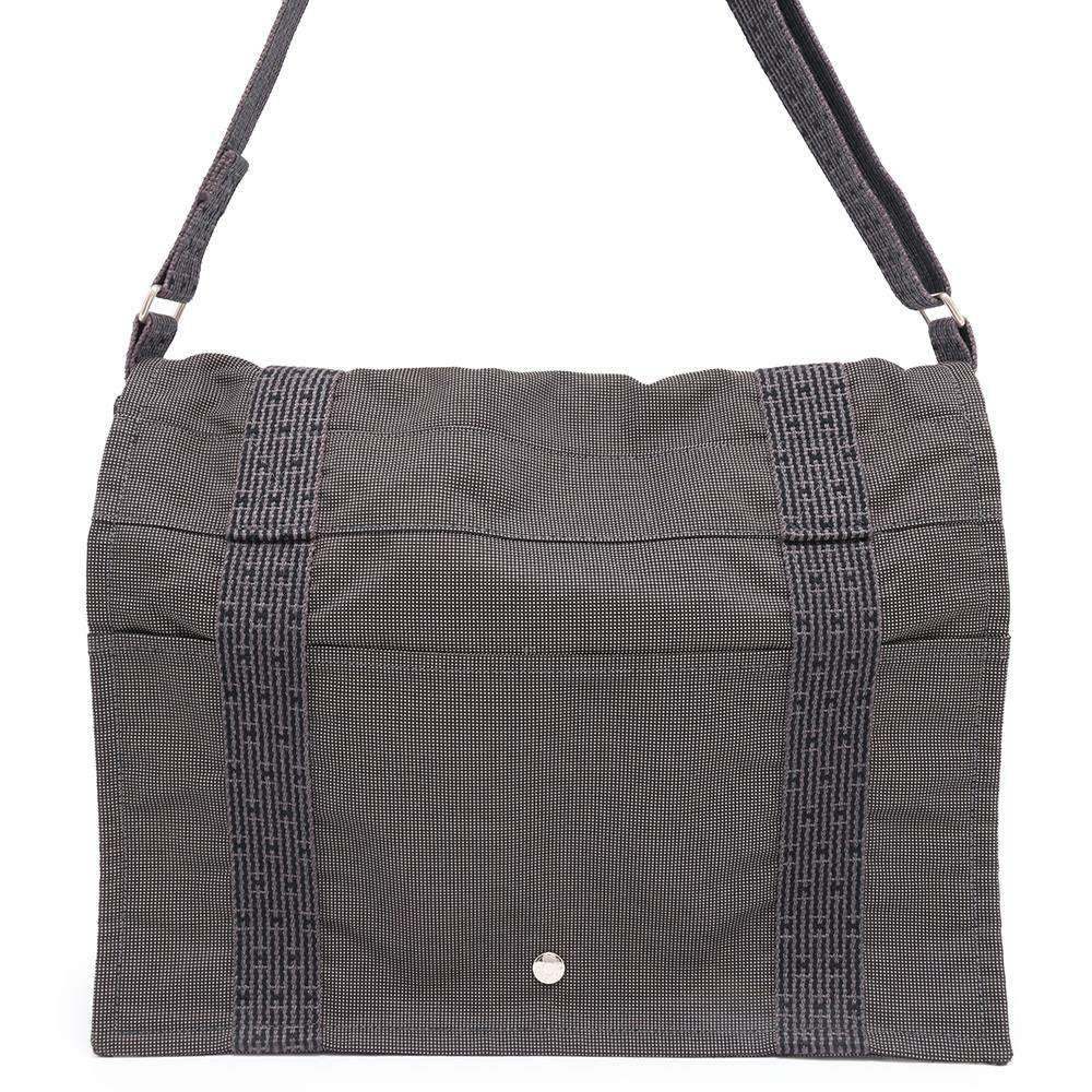 HERMES Her Line Bassas Gray/Black Canvas Size GM