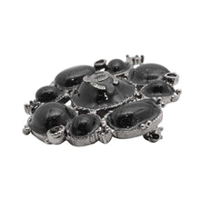 将图像加载到图库查看器中，CHANEL CC Logo Brooch Black Metal  Rhinestone
