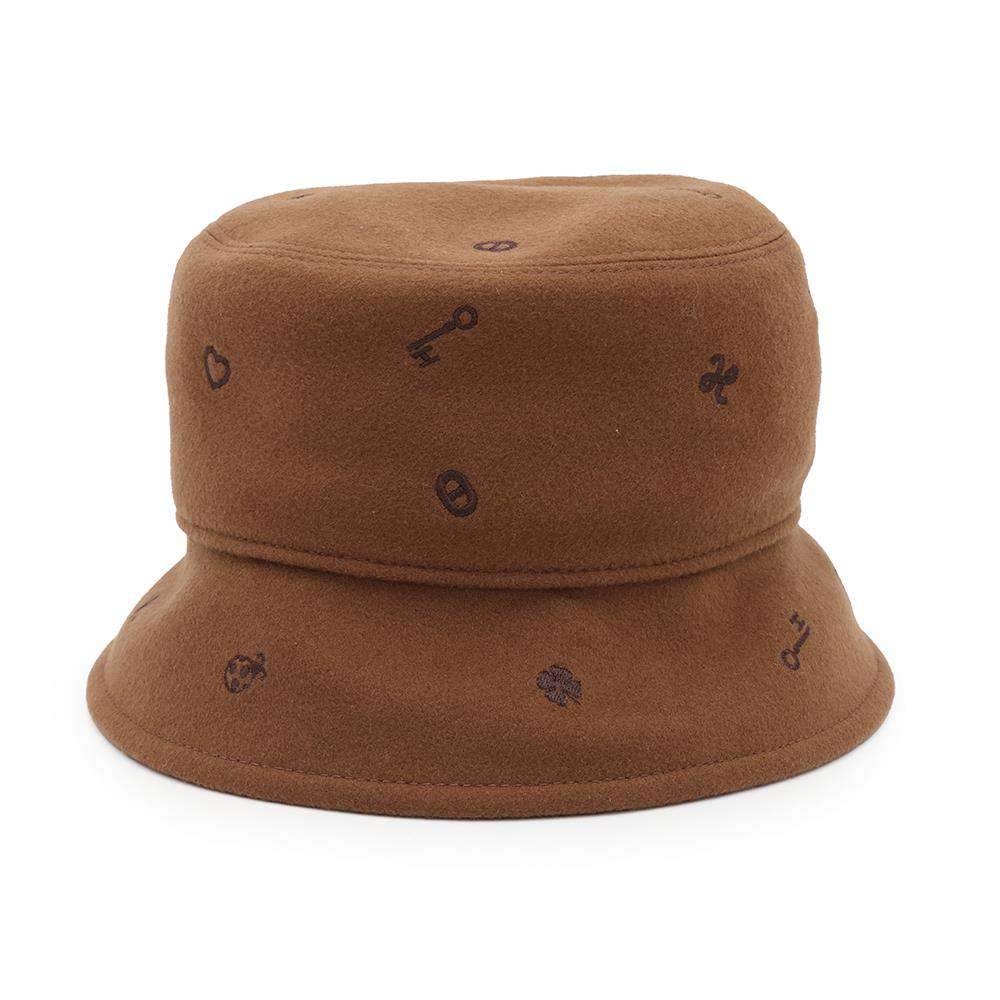 HERMES Debbie Bag Charm Bucket Hat Size 58 Brown Cashmere100%