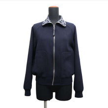 将图像加载到图库查看器中，HERMES Chaine d&#39;Ancre Reversible Bomber Jacket Size 34 Navy/Gray Wool 100%
