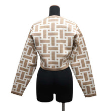 将图像加载到图库查看器中，HERMES Short Zip Jacket Mosaique Size 34 Beige/White Silk64% Cotton19% Nylon16% Polyurethane1%
