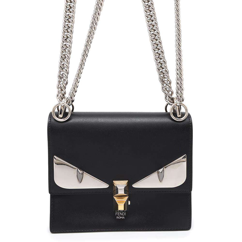 FENDI Canai Monster ChainShoulder Bag Black8M0381 Leather