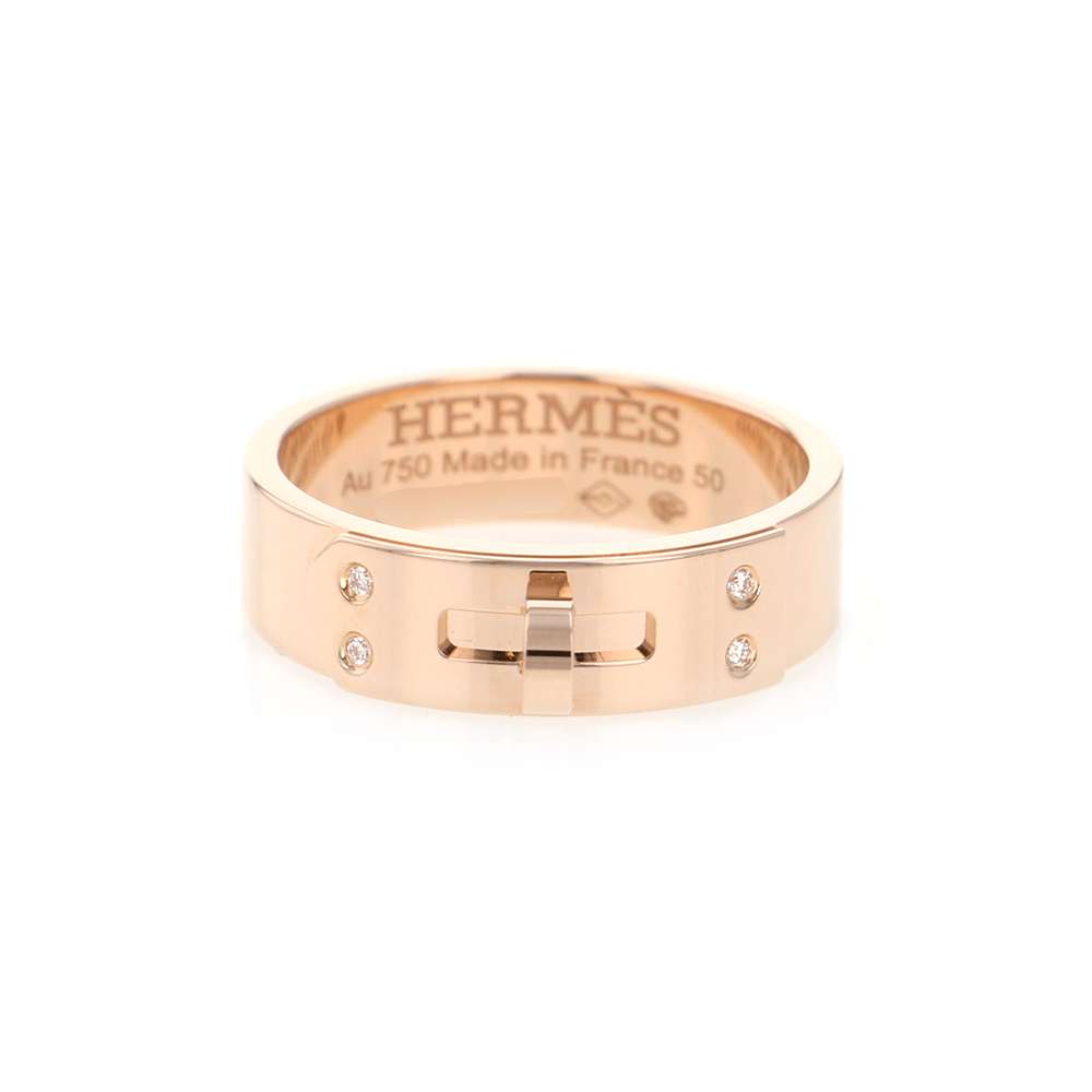 HERMES Kelly PM Ring Size 50/#10 18K Pink Gold