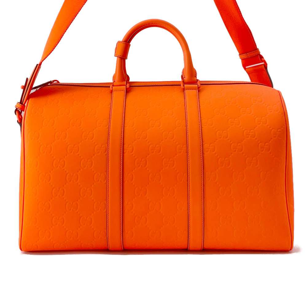 GUCCI GG rubber effect Duffle Bag Bright Orange771235 GG Rubber Effect Size Medium