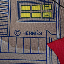 Load image into Gallery viewer, HERMES Carre Hermes Parade HERMES Parade Size 90 Blue・Ciel/Pink/Jaune・Doll Silk100%
