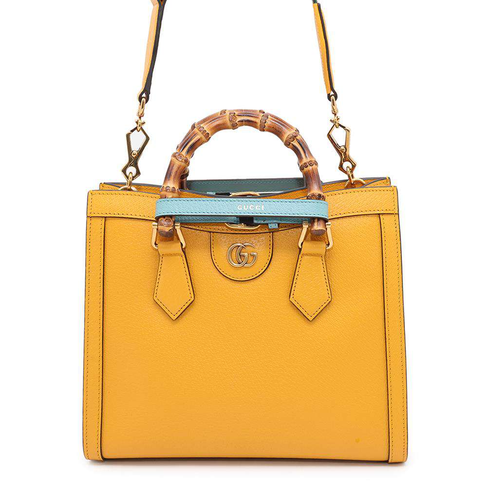 GUCCI Diana Bamboo 2way Shoulder Bag Yellow702721 Leather Bamboo Size Small