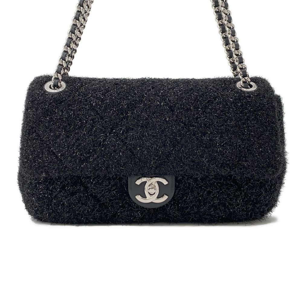 CHANEL Matelasse ChainShoulder Bag Pool Toe Glitter BlackA91984 Lambskin Mix Fiber Size 25