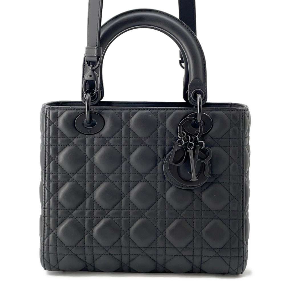 Dior Lady Dior BlackM0565SLOI Ultra Matte Calf Leather Size Medium