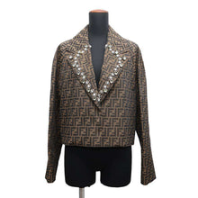 Load image into Gallery viewer, FENDI Zucca Pattern Jacket Crystal Embroidery Size 36 BrownFJ7461 Polyester65% Cotton35% Strass
