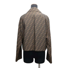 将图像加载到图库查看器中，FENDI Zucca Pattern Jacket Crystal Embroidery Size 36 BrownFJ7461 Polyester65% Cotton35% Strass
