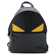 将图像加载到图库查看器中，FENDI Monster Bag Bugs Backpack Black/Yellow7VZ012 Nylon Leather
