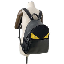 将图像加载到图库查看器中，FENDI Monster Bag Bugs Backpack Black/Yellow7VZ012 Nylon Leather
