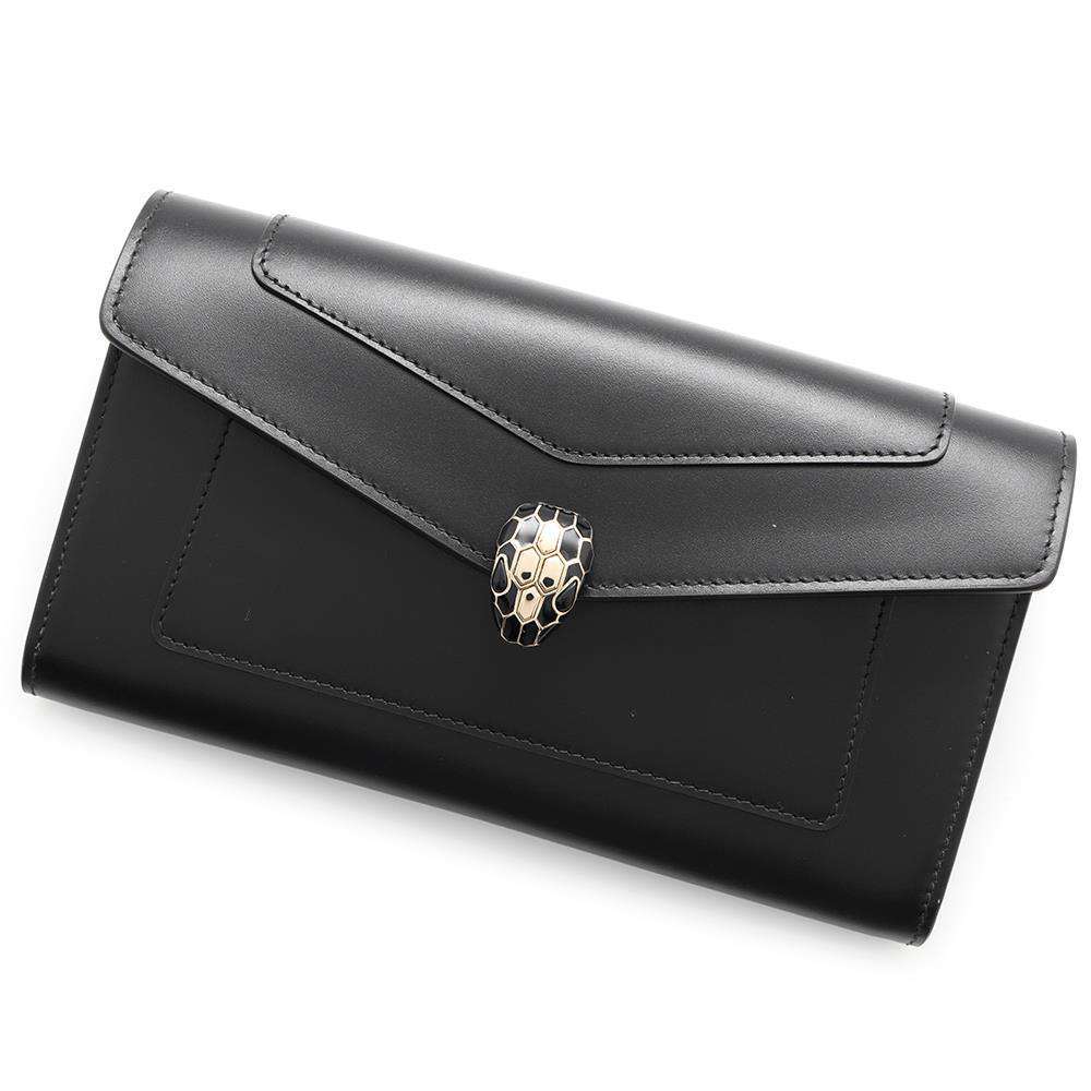 BVLGARI Serpenti Forever Large Wallet Black294391 Calf Leather