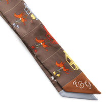 Load image into Gallery viewer, HERMES Twilly HERMES Parade Marron/Grease/Orange Silk100%
