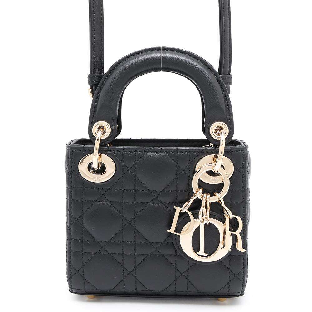 Dior Lady Dior Canage Black Lambskin Size micro