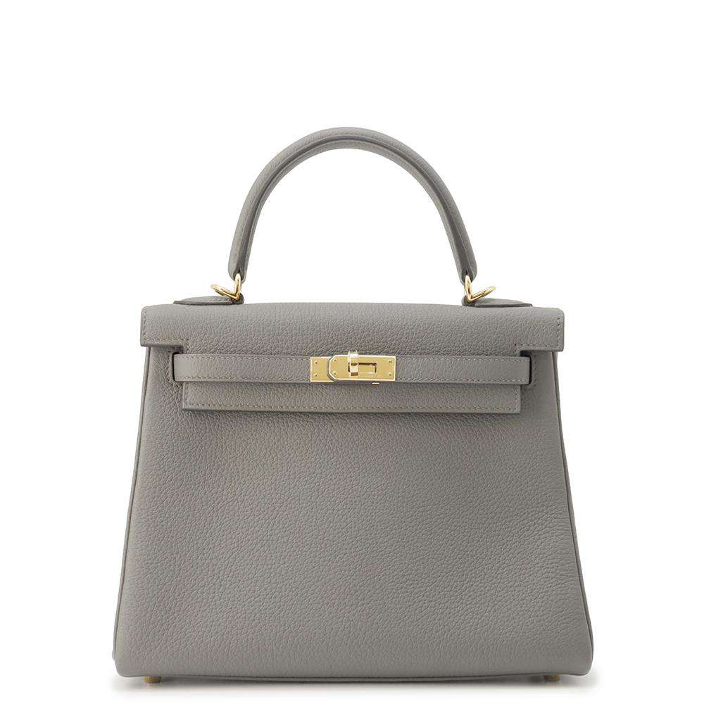 HERMES Kelly Retourne Etain Togo Leather Size 25