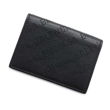 Load image into Gallery viewer, BALENCIAGA Perforated logo tri-fold compact wallet Black594312 Leather
