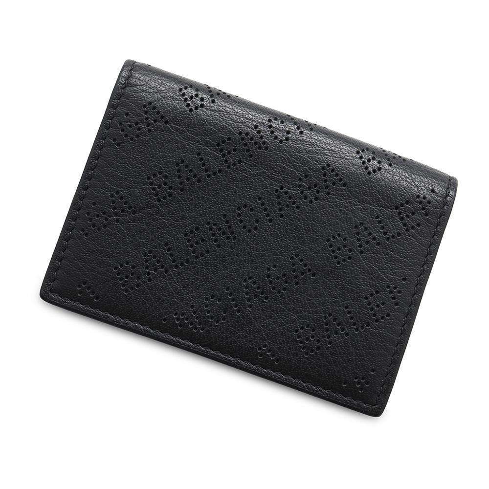 BALENCIAGA Perforated logo tri-fold compact wallet Black594312 Leather