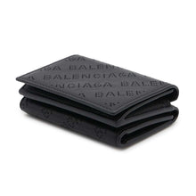 将图像加载到图库查看器中，BALENCIAGA Perforated logo tri-fold compact wallet Black594312 Leather
