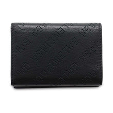 Load image into Gallery viewer, BALENCIAGA Perforated logo tri-fold compact wallet Black594312 Leather
