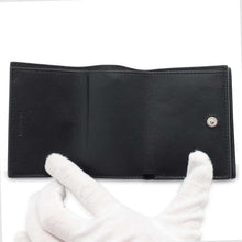 将图像加载到图库查看器中，BALENCIAGA Perforated logo tri-fold compact wallet Black594312 Leather
