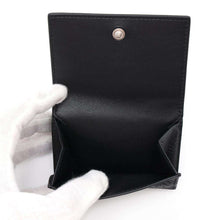 将图像加载到图库查看器中，BALENCIAGA Perforated logo tri-fold compact wallet Black594312 Leather
