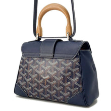 将图像加载到图库查看器中，GOYARD Saigon Navy BlueSAIGONMINTY12CL12P PVC Coated Canvas Leather Wood Size Mini
