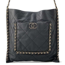 将图像加载到图库查看器中，CHANEL CC Logo Shopping Bag BlackAS2973 Lambskin
