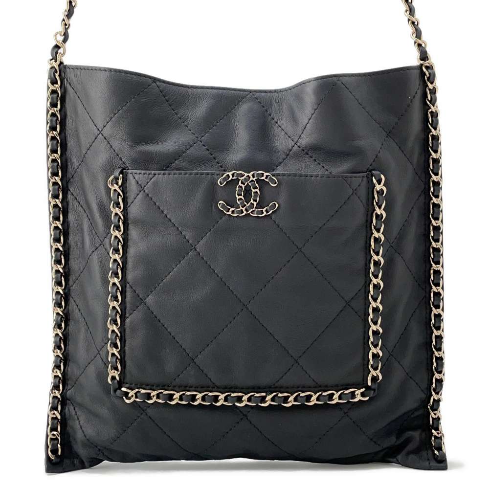 CHANEL CC Logo Shopping Bag BlackAS2973 Lambskin