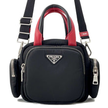 将图像加载到图库查看器中，PRADA Multi-pocket 2WAY Shoulder Bag Black/Red1BB061 Nylon
