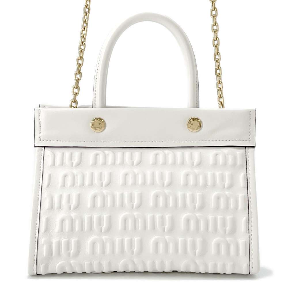 MIUMIU Logo embossed 2-way handbag White5BA243 Leather