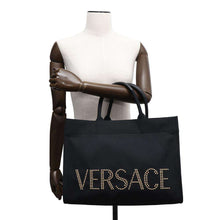 Load image into Gallery viewer, Gianni Versace Studded Logo 2WAY Tote Bag Black1A10397 Canvas
