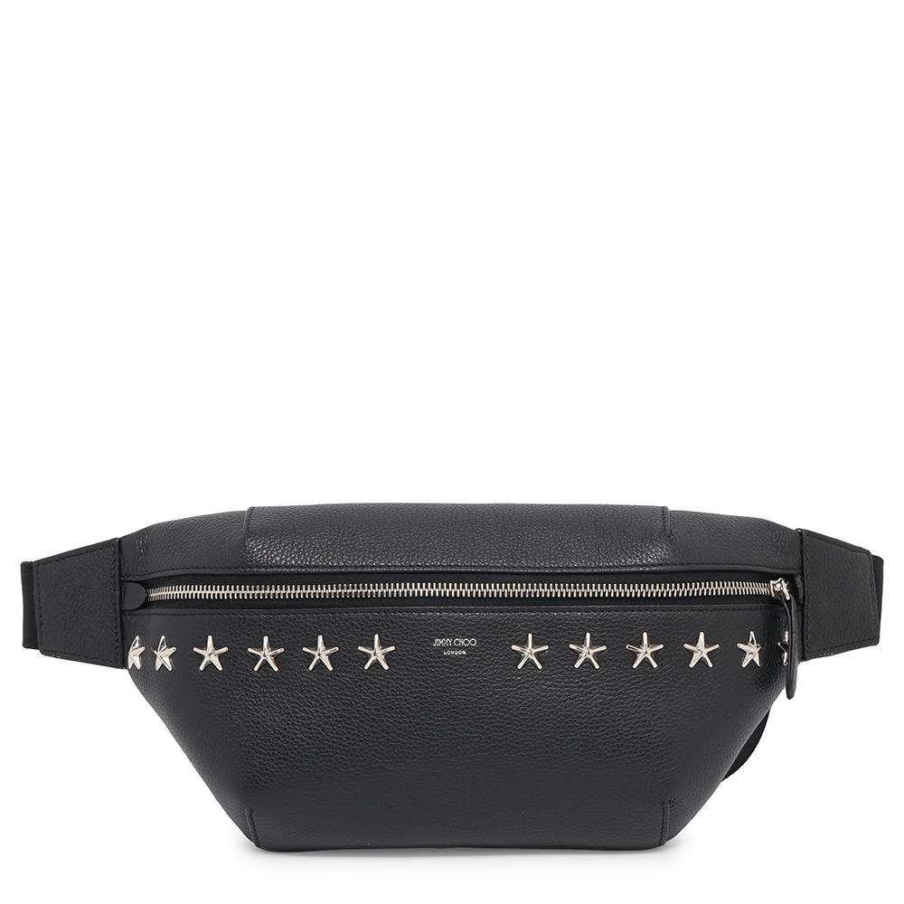 JIMMY CHOO Finsley Star Studded Crossbody Bag Black Leather