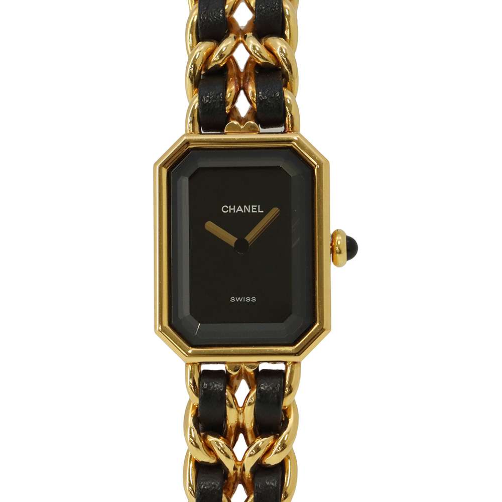 CHANEL Premiere S W20mm×H26ｍｍ Gold Plated Leather Black DialH0001