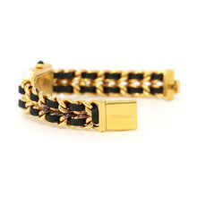 将图像加载到图库查看器中，CHANEL Premiere S W20mm×H26ｍｍ Gold Plated Leather Black DialH0001
