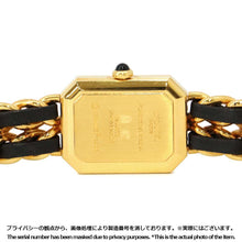 将图像加载到图库查看器中，CHANEL Premiere S W20mm×H26ｍｍ Gold Plated Leather Black DialH0001
