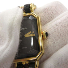 将图像加载到图库查看器中，CHANEL Premiere S W20mm×H26ｍｍ Gold Plated Leather Black DialH0001
