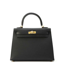 将图像加载到图库查看器中，HERMES Kelly Sellier Black Epsom Size 25
