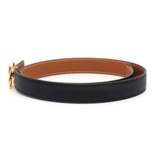 Load image into Gallery viewer, HERMES Belt buckle &quot;H Torsado&quot; &amp; leather belt (kit) 24 Black/Gold Swift Leather Epsom Size 70
