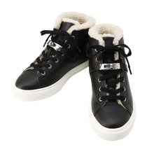 将图像加载到图库查看器中，HERMES Daydream Sneakers Black Mouton Leather Size 37
