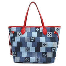 将图像加载到图库查看器中，LOUIS VUITTON Square Patchwork Neverfull Blue/RedM44981 Monogram Denim Size MM
