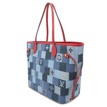 将图像加载到图库查看器中，LOUIS VUITTON Square Patchwork Neverfull Blue/RedM44981 Monogram Denim Size MM
